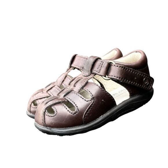 Stride Rite Harper Leather Boys Fisherman Sandal Brown Size 4XW Closed Toe - Picture 11 of 14